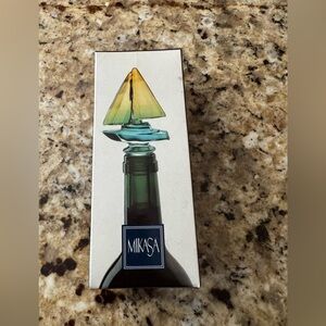 Mikasa Yellow and Blue Glass Bottle Stopper